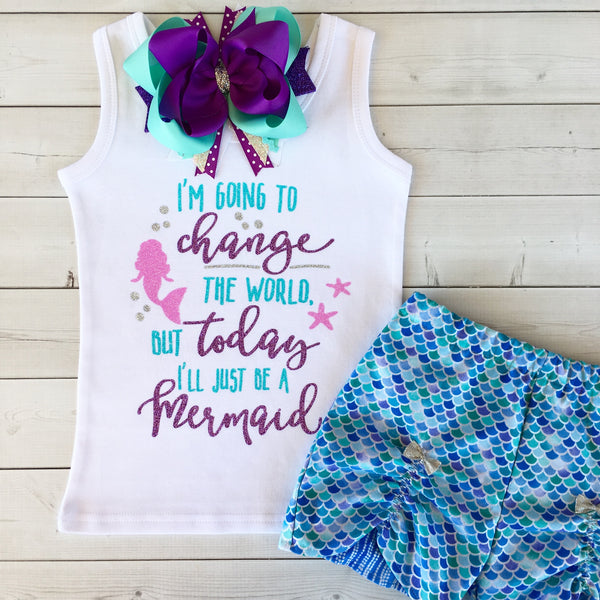 Mermaid Wishes - Glitter Change The World Peek-a-Boo Short Set