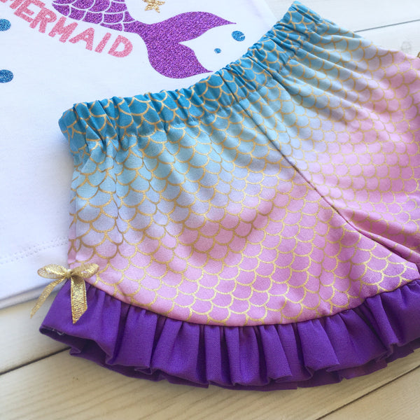 Majestic Mermaid "She Leaves A Little Sparkle" Ruffle Shortie Set
