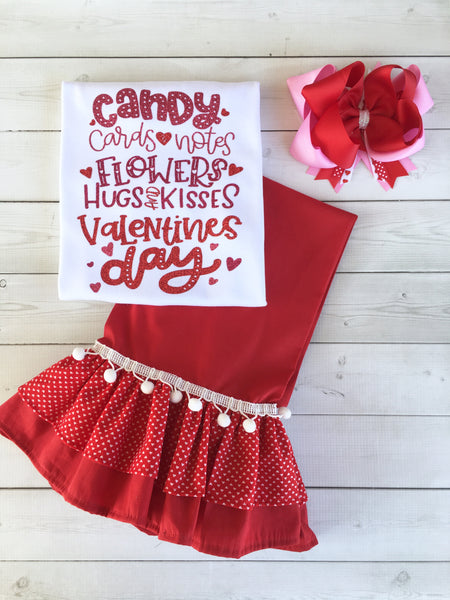 All Things Valentine Ombré  Glitter Double Ruffle Pant Set