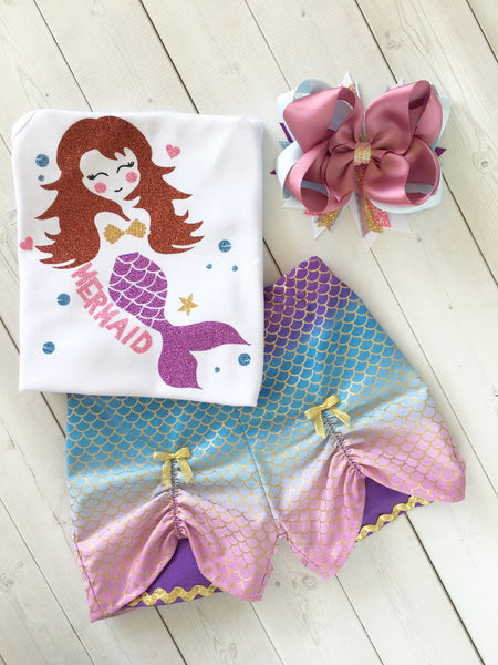Majestic Mermaid Glitter Peek-A-Boo Shortie Set