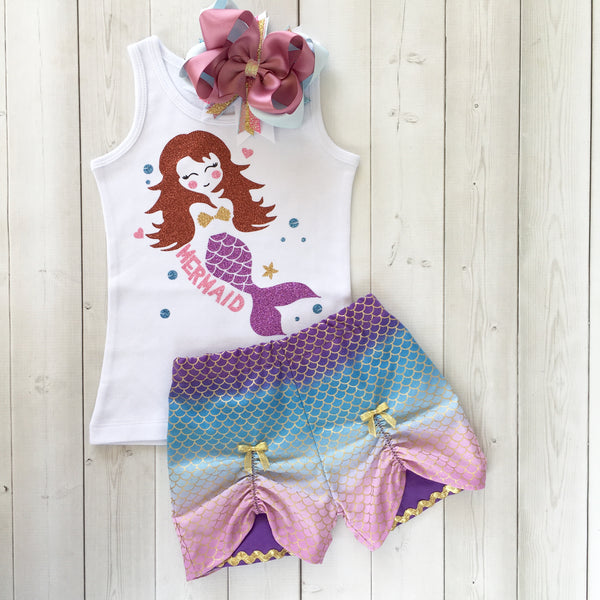 Majestic Mermaid Glitter Peek-A-Boo Shortie Set