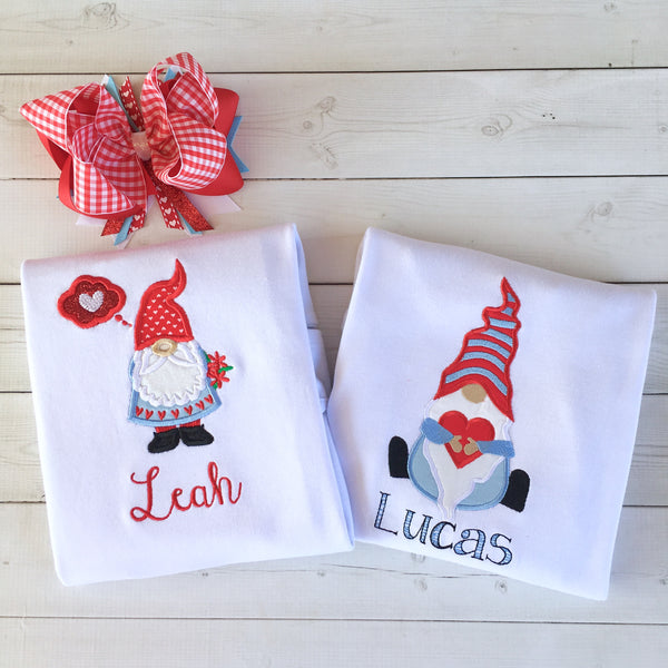 Valentine's Day GIRL Gnome Double Ruffle Pant Set