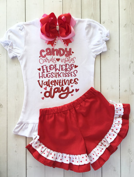 All Things Valentine Ombré Glitter Ruffle Shortie Set