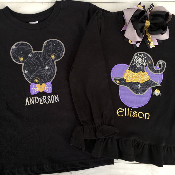 Embroidered Spooky Mister Mouse Boy SHIRT ONLY