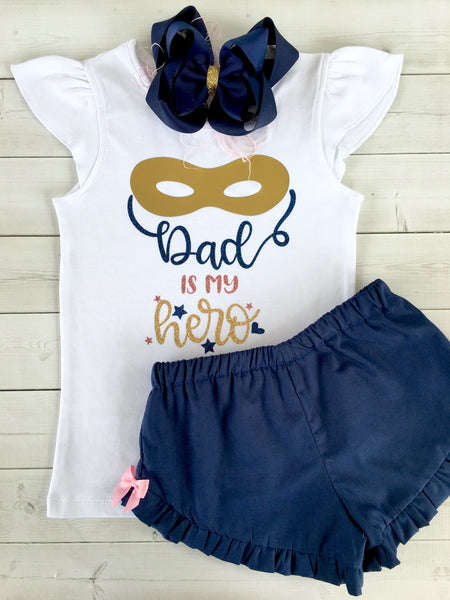 Dad Is My Hero Ruffle Shortie Set