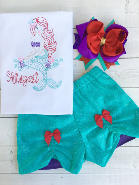 Magical Vintage Mermaid Peek-a-boo Shortie Set