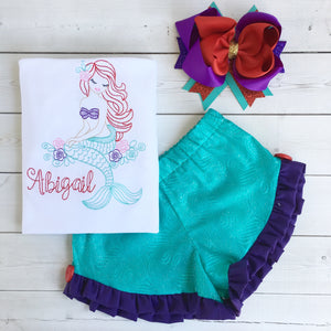 Magical Vintage Mermaid Ruffle Shortie Set