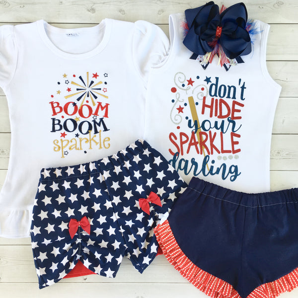 All American Girl - Glitter Sparkle Darling Ruffle Shortie Set