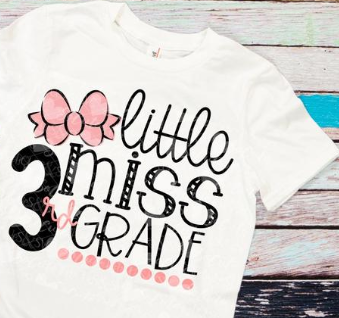 Little Miss *ANY GRADE* Back To School Glitter Vinyl Basic Ruffle Short Set