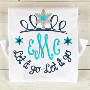 Snow Princess Glitter Crown Shirt Only
