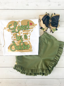I Love My Mommy/Daddy "Army" Ruffle Shortie Set