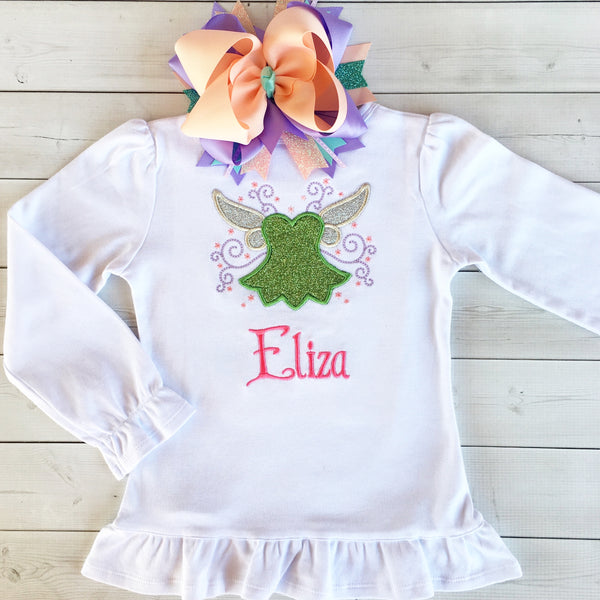 Neverland Fairy Dress Embroidered Shirt and Peek-a-Boo Shortie Set