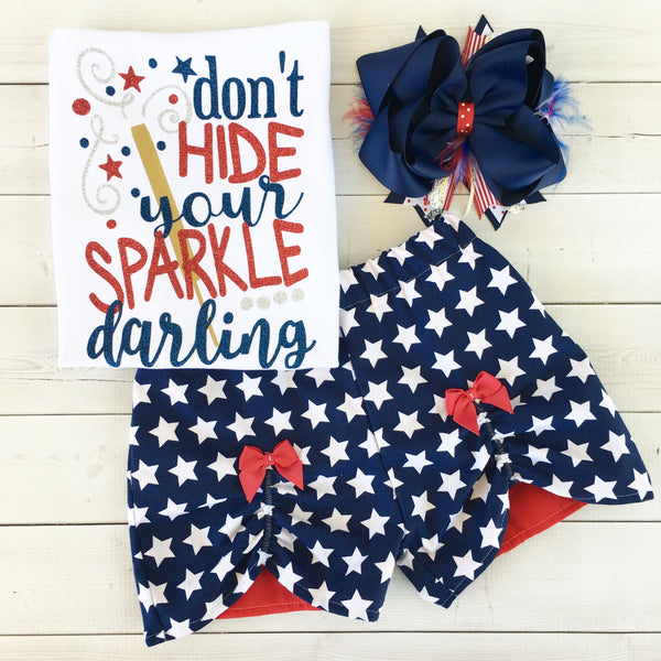 All American Girl - Glitter Sparkle Darling Peek-a-boo Short Set