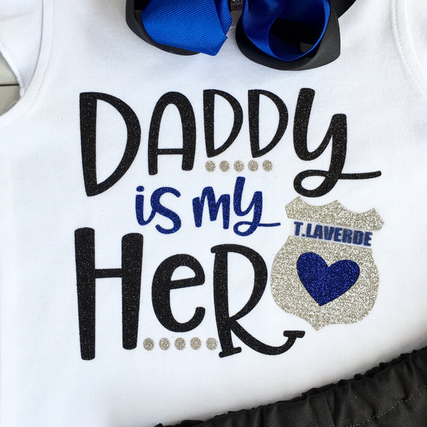 Dad Is My Hero "Police" Ruffle Shortie Set