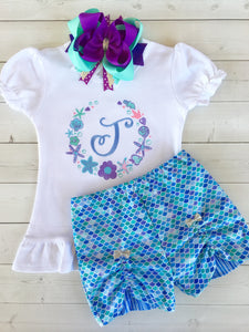 Mermaid Wishes - Ocean Frame Peek-a-boo Short Set