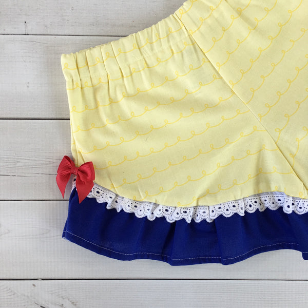 Apple Embroidered Princess Ruffle Shortie Set