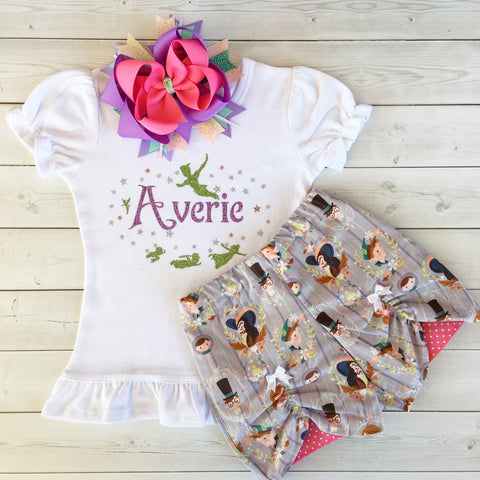 Neverland Friends Glitter Shirt and Peek-a-Boo Shortie Set