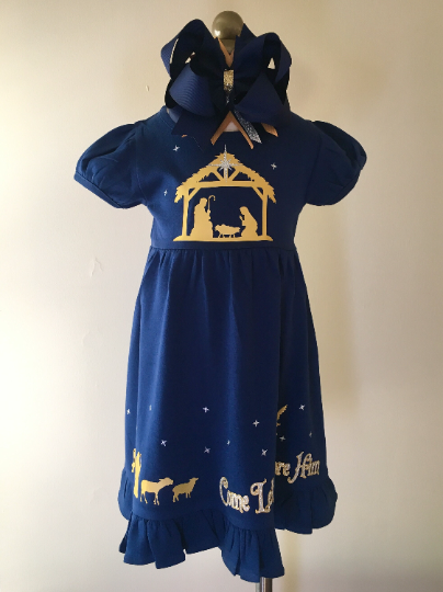 Christmas nativity smocked 2024 dress