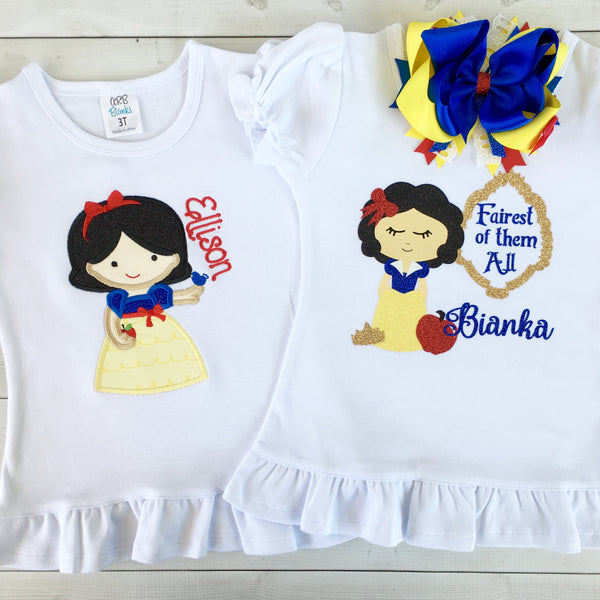 Apple Embroidered Princess Ruffle Shortie Set