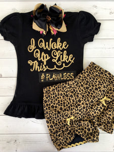 Woke Up Flawless Glitter Peek-a-boo Short Only