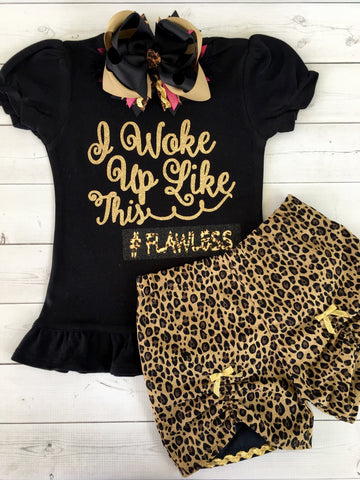 Woke Up Flawless Glitter Peek-a-boo Short Only
