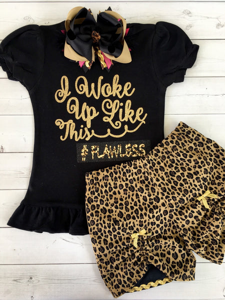 Woke Up Flawless Glitter Peek-a-boo Short Set