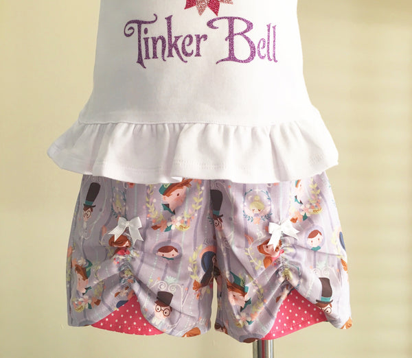 Neverland Fairy Dress Embroidered Shirt and Peek-a-Boo Shortie Set