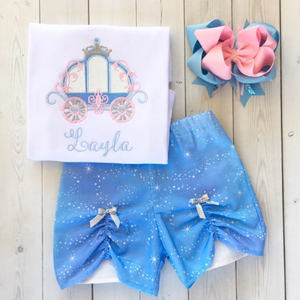 Cinderella's Embroidered Carriage Shirt and Peek-a-boo Shortie Set