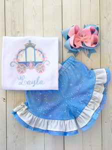 Cinderella's Embroidered Carriage Shirt and Ruffle Shortie Set