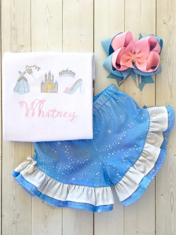 Cinderella's Sketch Shirt and Ruffle Short Set