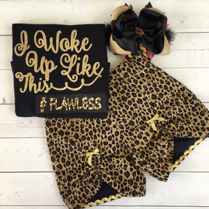 Woke Up Flawless Glitter Peek-a-boo Short Set