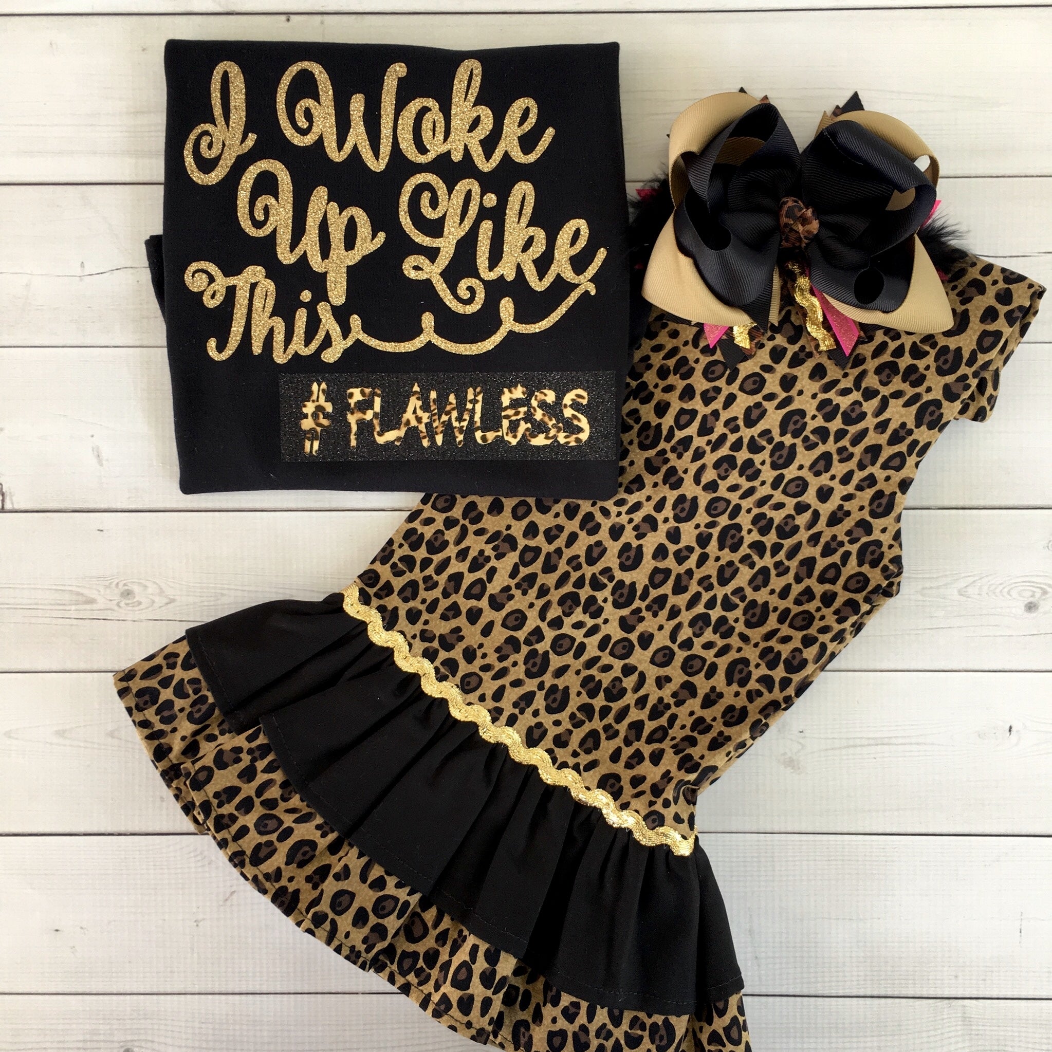 Woke Up Flawless Glitter Double Ruffle Pant Set