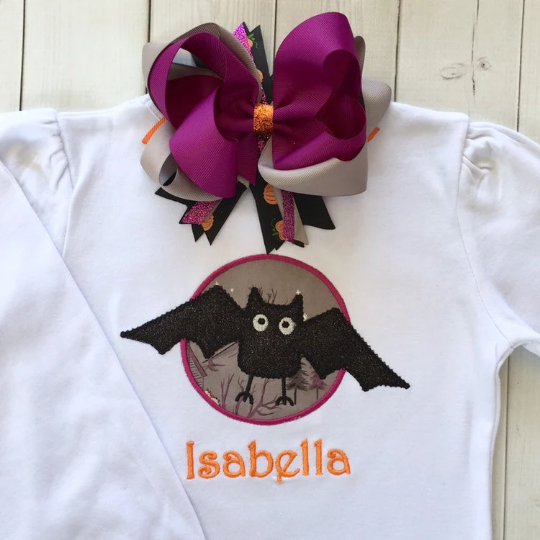 Embroidered Glitter Bat and Friends Ruffle Short Set