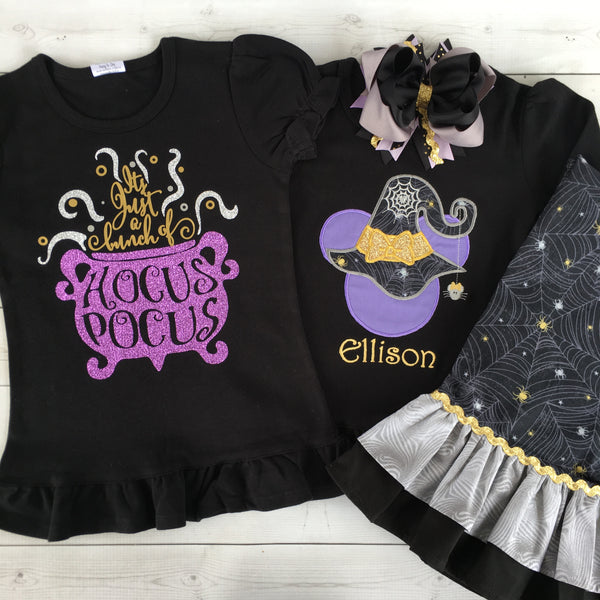 Spooky Witch Mouse Double Ruffled Pant Set