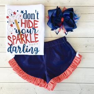 All American Girl - Glitter Sparkle Darling Ruffle Shortie Set