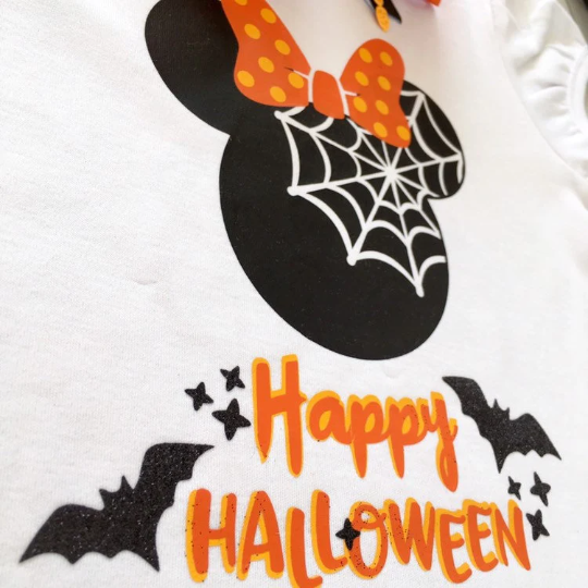 Happy Halloween Web Girl Mouse Shirt and Peekaboo Short Set