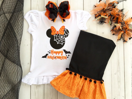 Happy Halloween Web Girl Mouse Shirt and Ruffle Pant