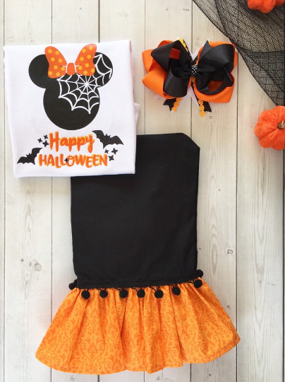 Happy Halloween Web Girl Mouse Shirt and Ruffle Pant