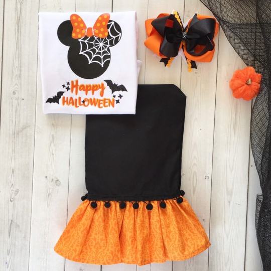 Happy Halloween Web Girl Mouse Shirt and Ruffle Pant