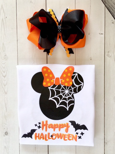 Happy Halloween Web Girl Mouse Shirt and Peekaboo Short Set