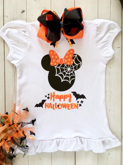 Happy Halloween Web Girl Mouse Shirt and Peekaboo Short Set