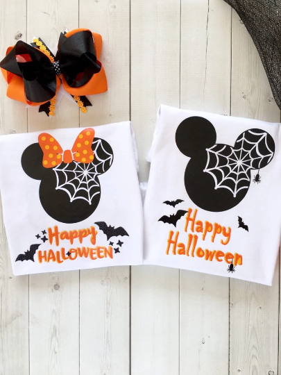 Happy Halloween Web Girl Mouse Shirt and Peekaboo Short Set