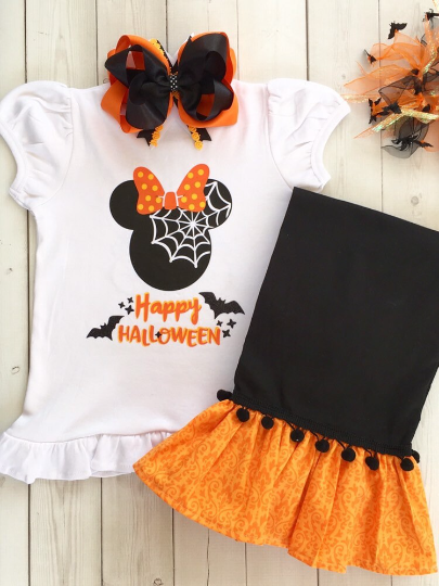Happy Halloween Web Girl Mouse Shirt and Ruffle Pant