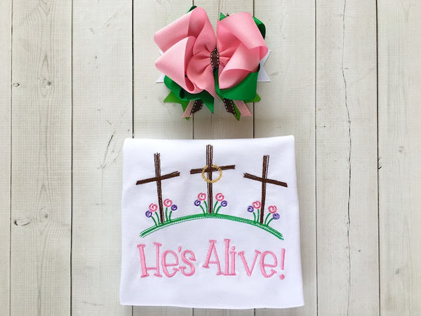 He's Alive Embroidered Shirt for Girls