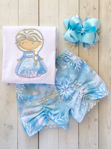 Ice Queen and Snowflakes Peekaboo Shortie Set