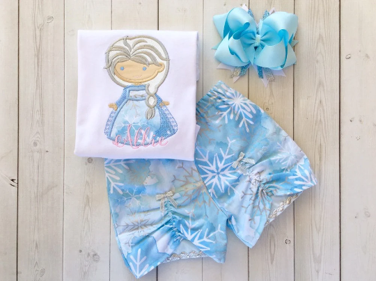 Ice Queen and Snowflakes Peekaboo Shortie Set