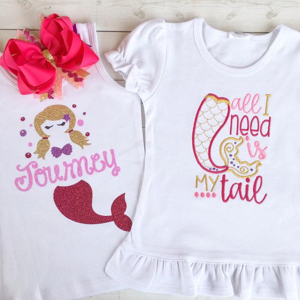 Mermaid Vibes Embroidered Peek-A-Boo Shortie Set