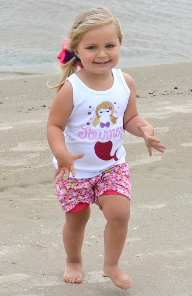 Mermaid Vibes Glitter Peek-A-Boo Shortie Set