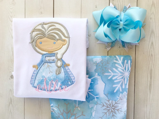 Ice Queen and Snowflakes Ruffle Pant Set
