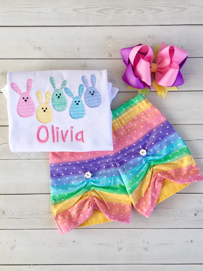 Little Bunnies Sketch Shirt and Peekaboo Shorts for Girls